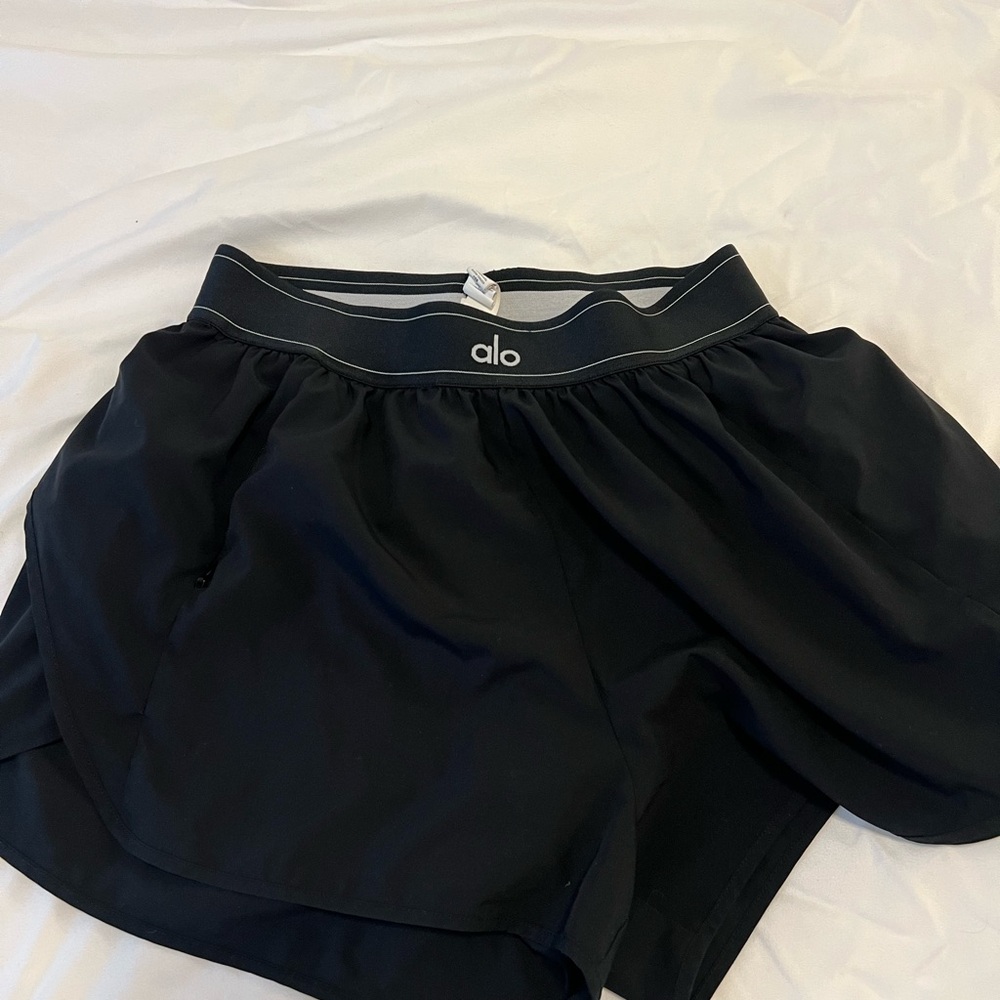 ALO Yoga Black Athletic Shorts with Flowy Fit